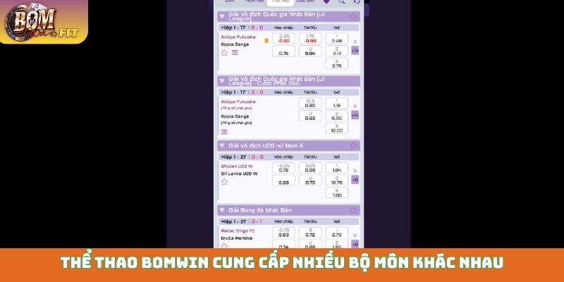 Thể thao Bomwin Thể thao Bomwin cung cấp nhiều bộ môn khác nhau