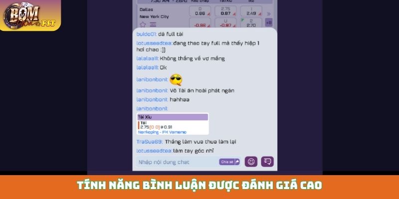 Thể thao Bomwin Tính năng bình luận được đánh giá cao